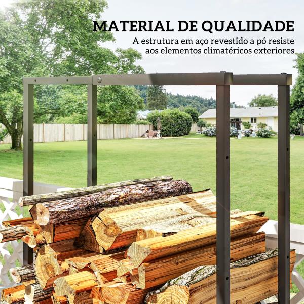 Suporte para Lenha Extensível com 4 Ganchos Carga Máxima 100 kg para Interior e Exterior 40 - 65x25x100 - 150 cm Preto