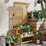 Suporte para Plantas de Madeira com Treliça Suporte para Vasos de 2 Níveis para Jardim Pátio Terraço 75x50x166 cm Natural