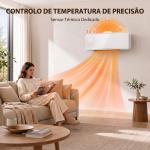 Aquecedor Elétrico Cerâmico de Parede 2000W com 3 Modos Temporizador Detecção de Janelas Abertas 54x18,7x12,3 cm Branco