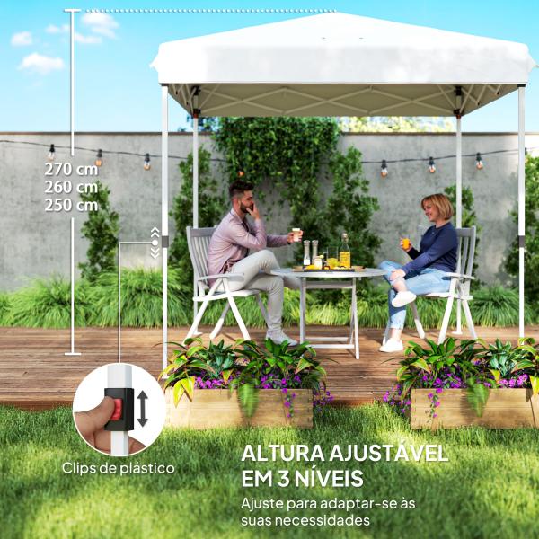 Tenda Dobrável Pop - Up 248x248x270 cm com 4 Paredes Laterais Anti - UV Altura Ajustável e Bolsa de Transporte Branco