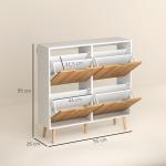 Sapateira para 16 Pares de Sapatos com 4 Gavetas e Prateleiras Ajustáveis 95x26x95 cm Branco e Madeira