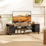 Móvel para TV com Rodas Armário para TV Flutuante com 2 Portas e 2 Prateleiras 120x40x38,5 cm Preto e Nogueira