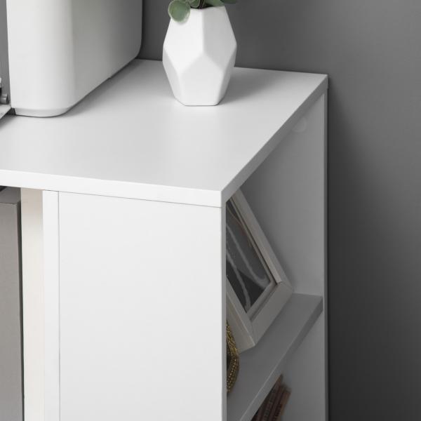 Armário para Impressora Móvel Auxiliar de Escritório com Rodas e Prateleiras Abertas Carga Máxima 30kg 60x40x75,8cm Branco