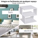 Mesa Auxiliar Mesa de Cabeceira de 2 Níveis com Prateleira de Armazenamento para Sala Quarto Estante 40x40x43 cm Branco