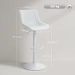 Conjunto de 2 Bancos de Bar Bancos Altos de Cozinha Giratórios com Altura Ajustável e Couro Sintético 47,5x54x92 - 110 cm Branco