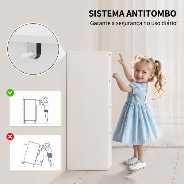 Armário Estreito de Casa de Banho com 4 Gavetas e Puxadores Embutidos para Espaços Reduzidos 29x29x83 cm Branco