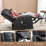 Poltrona de Massagem Poltrona Relax Reclinável com 8 Pontos de Massagem Controlo Remoto Estofada em PU 94x99x99 cm Preto