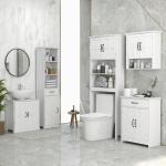Móvel sobre Sanita Armário para Máquina de Lavar com 2 Portas Prateleiras Abertas e Ajustável 66x23x178 cm Branco