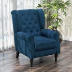 Poltrona de Sala de Estar Poltrona Moderna para Dormitório com Pés de Madeira Poltrona Individual 74x86x102 cm Azul