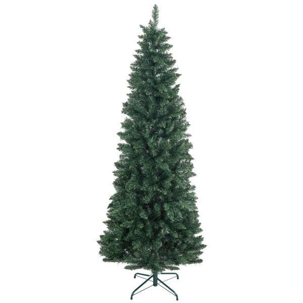 Árvore de Natal Tipo Lápis 210 cm com Base Dobrável e 687 Ramos para Escritório Verde