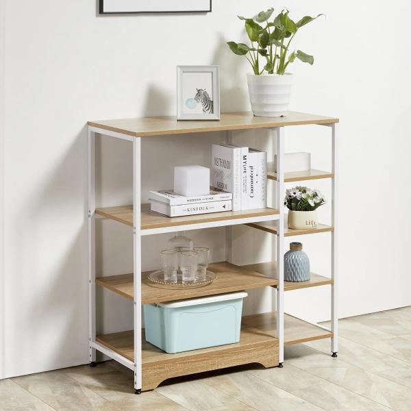 Estante Multiuso com 7 Prateleiras de Armazenamento para Utensílios Livros Plantas 90x40x95cm Madeira Natural