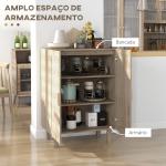 Aparador de Sala de Estar com 2 Portas de Rede e Prateleiras Ajustáveis Armário Estilo Cannage Anti - Tombo para Cozinha 73x41x102 cm Madeira