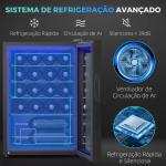 Frigorífico para Vinhos 20 Garrafas com Compressor, Porta Anti - UV, 5 - 18 °C, Painel Tátil, Luz LED, 39 dB, Preto