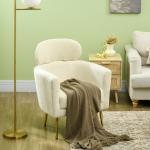 Poltrona Sala de Estar Individual em Borrego com Apoio para a Cabeça e Pés de Metal 71x65x90 cm Creme