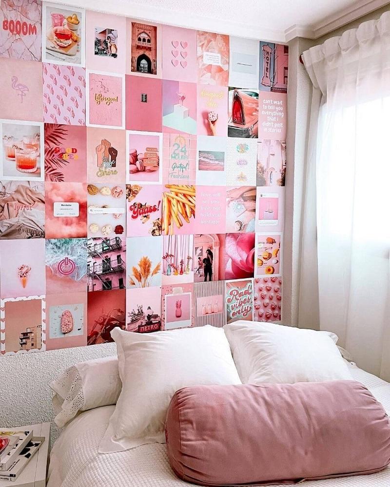 Decoração de 50 Fotos Pink Island p/ Parede - FLAMINGUEO