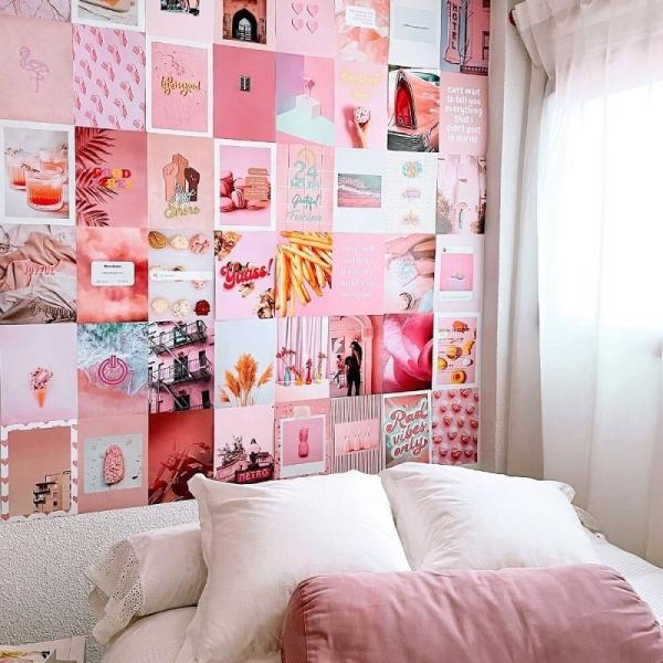 Decoração de 50 Fotos Pink Island p/ Parede - FLAMINGUEO
