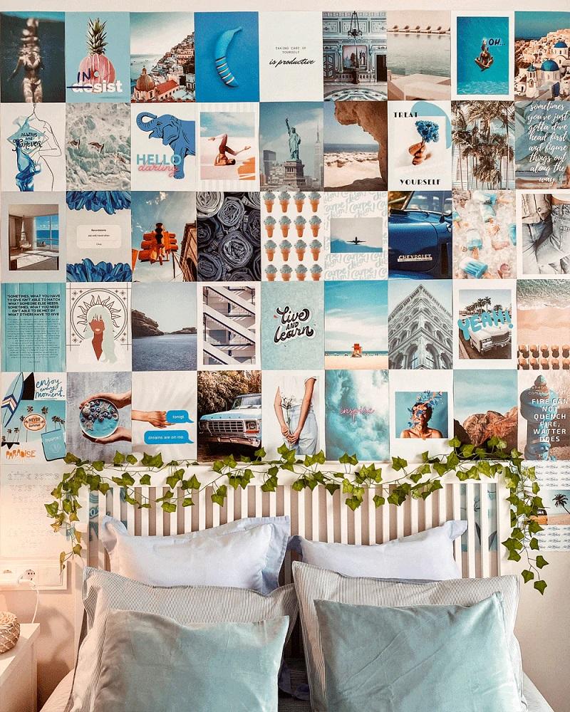 Decoração de 50 Fotos Blue Ocean p/ Parede - FLAMINGUEO