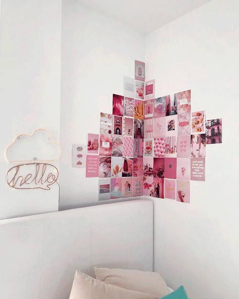 Decoração de 50 Fotos Pink Ocean Lite p/ Parede - FLAMINGUEO
