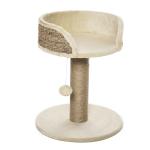 Arranhador para Gatos Pequeno 49 cm com Poste em Juta, Cama e Bola Pendente, 40x40x49 cm, Bege