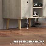 Móvel de TV para Televisores de até 50 Polegadas com 2 Gavetas de Tecido 2 Prateleiras Abertas 110x29x46,5 cm Madeira Clara e Bege