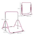 Barra de Ginástica para Crianças Dobrável com Altura Ajustável para Treino em Casa 154x106,2x88,5 - 128,5 cm Rosa