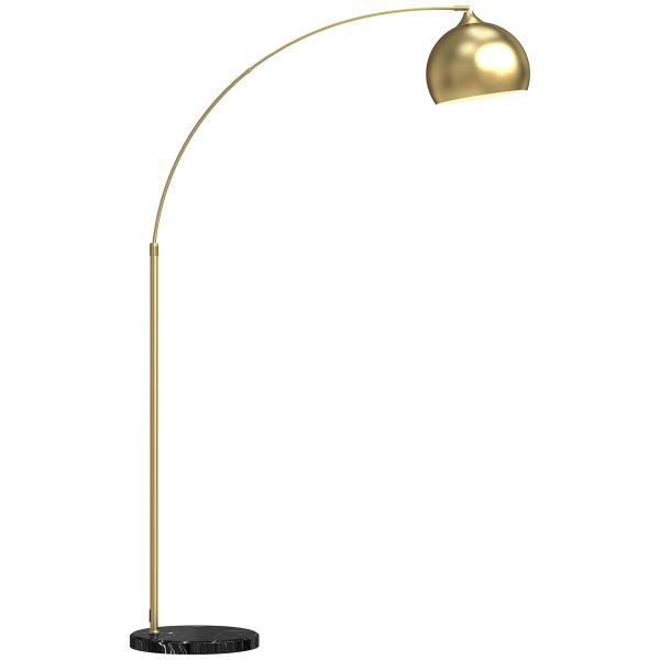 Candeeiro de Pé em Forma de Arco com Altura e Comprimento Ajustáveis com Interruptor de Pé 110 - 115x30x170 - 180 cm Dourado e Preto