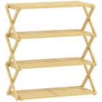 Sapateira Estreita de Bambu Dobrável de 4 Níveis para Entrada Corredor Quarto 60x29x67 cm Madeira