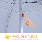 Chapéu de Sol de Praia com Painéis Laterais Tipo Tenda Chapéu de Sol para Praia com Proteção UV50 Φ210x222cm Azul