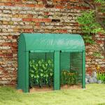 Estufa Pequena Estufa de Exterior com Porta Dupla com Fecho de Correr e Cobertura de PE 200x100x178 cm Verde