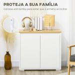 Aparador de Sala de Estar Armário de Armazenamento com 2 Portas e Prateleira Ajustável 80x37x75 cm Branco e Madeira