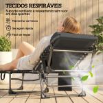 Conjunto de 2 Espreguiçadeiras Jardim Dobráveis com Apoio de Cabeça e Encosto Reclinável em 5 Posições 200x57x38 cm Preto