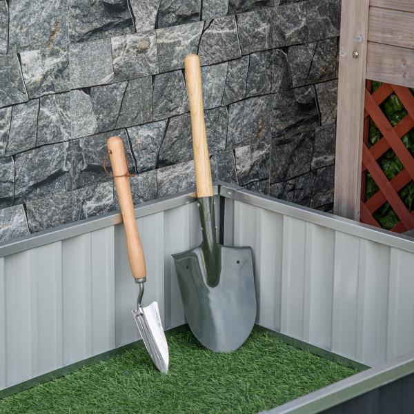 Horta Urbana Canteiro de Jardim em Aço com Luvas Incluídas, Floreira Retangular para Cultivo de Plantas e Flores para Terraço e Varanda Exterior 174x90x30 cm Cinzento