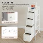 Móvel de Arrumação Estreito com 4 Gavetas de Tecido para Espaços Pequenos 20x43x81,5 cm Branco