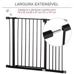 Barreira de Segurança para Animais de Estimação Extensível para Escadas e Portas Barreira de Segurança para Cães 76 - 107x76 cm Preto