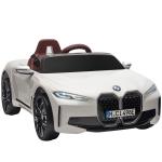 Carro Elétrico para Crianças BMW i4 12V com Controlo Remoto Música MP3 Ecrã Luzes e Cinto de Segurança 115x67x45 cm Branco