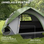 Tenda de Campismo Dobrável para 1 - 2 Pessoas com Janela e Bolsa de Transporte Impermeável 3000 mm 210x110x150 cm Verde