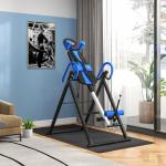 Mesa de Inversão Dobrável com Cinto de Segurança Altura Regulável para Utilizadores de 1,30 a 1,90 m 79x114x153 cm Preto e Azul