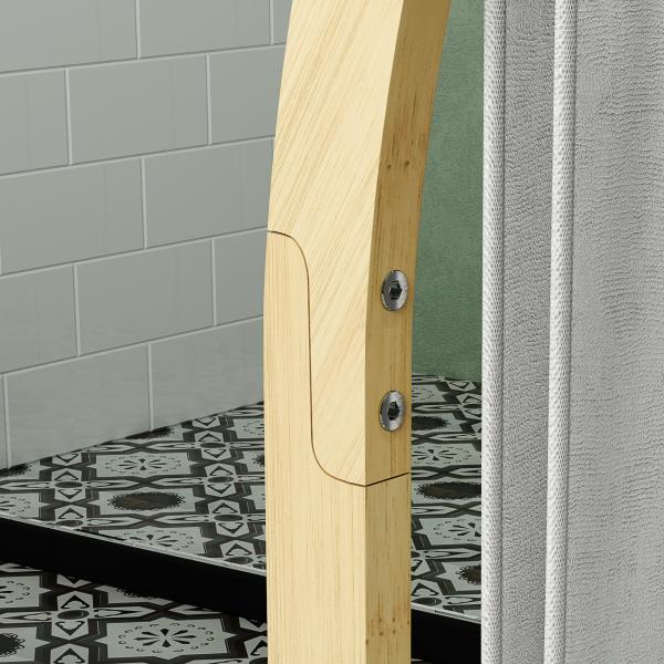 Toalheiro de Pé em Bambu com 3 Barras e Prateleira de Arrumação para Casa de Banho e Lavandaria 50x29x84 cm Natural