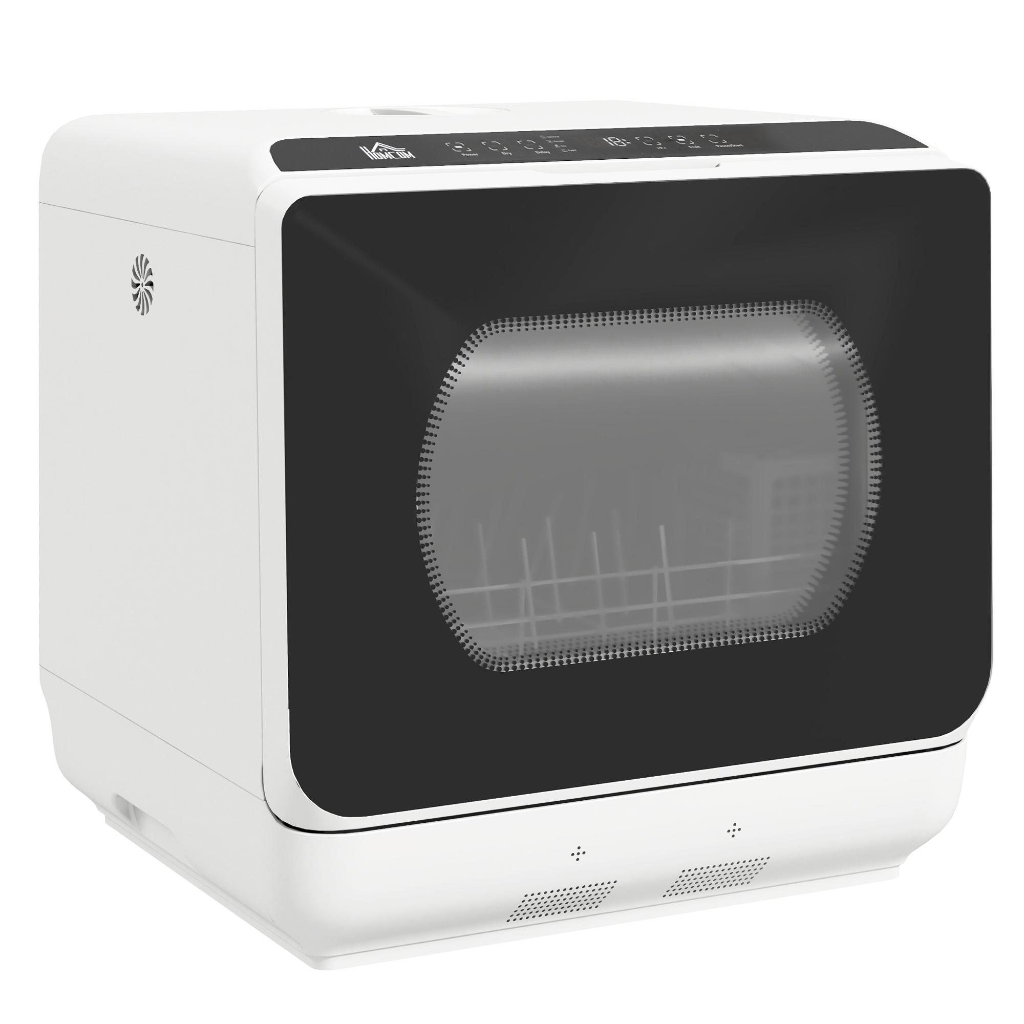 Máquina de Lavar Loiça Pequena Bancada Compacta Depósito de Água 6L 45x44x45,8cm Branco