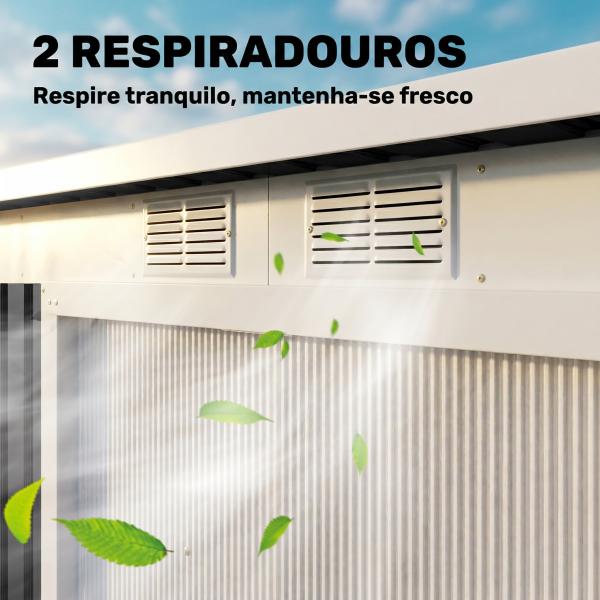 Abrigo de Jardim 280x130x172cm Abrigo de Exterior de Aço Galvanizado com Porta Corredeira e Ventilações Cinza Escuro