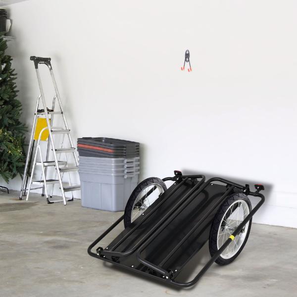Reboque de Carga para Bicicleta Carrinho Dobrável para Bicicleta com 2 Rodas Refletores Carga 40 kg 155x71,5x77 cm Preto