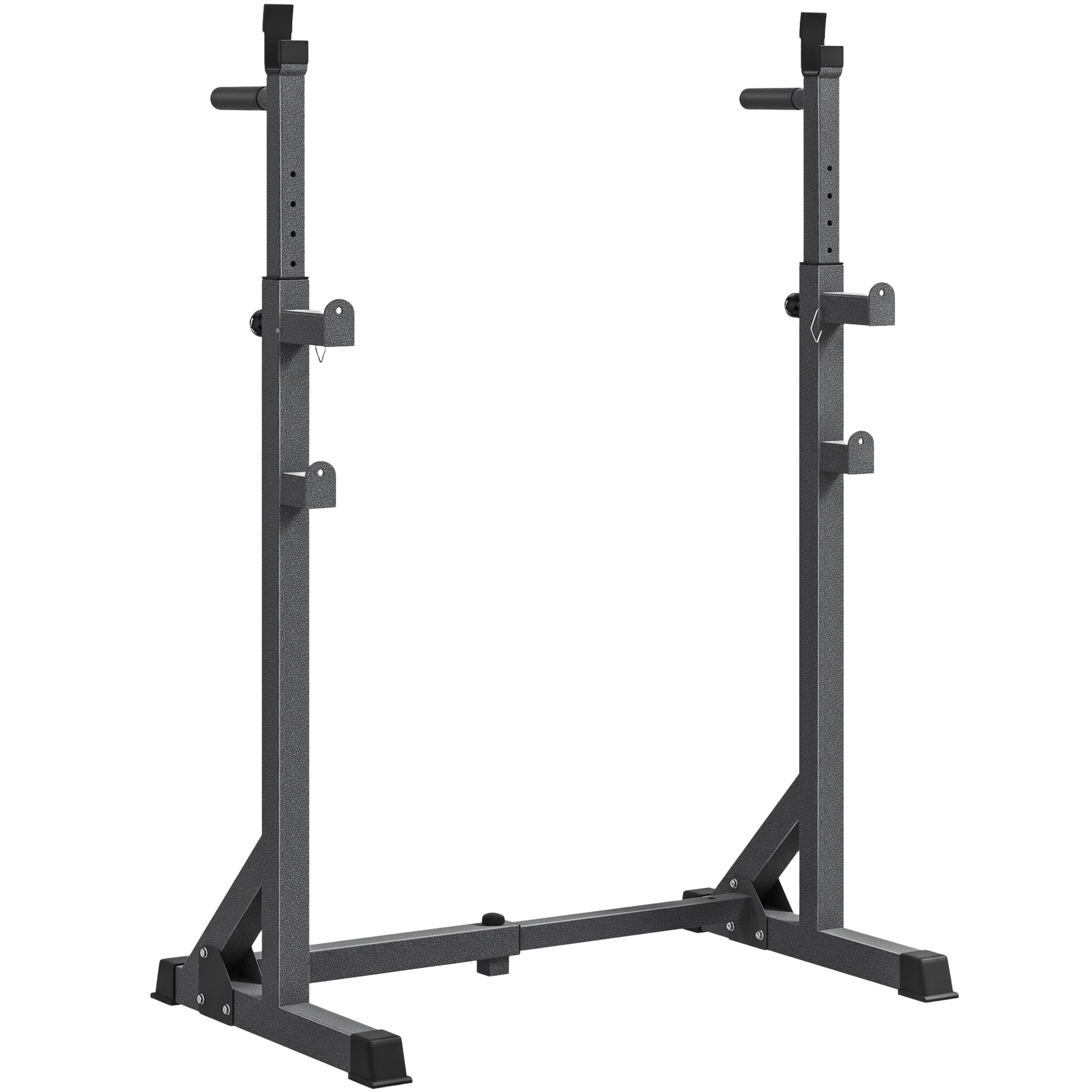 Suporte para Barras de Pesos com Largura e Altura Ajustáveis Suporte de Musculação com Estrutura de Aço 60 - 87x65x121 - 158 cm Preto