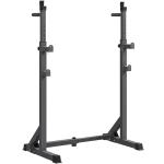 Suporte para Barras de Pesos com Largura e Altura Ajustáveis Suporte de Musculação com Estrutura de Aço 60 - 87x65x121 - 158 cm Preto