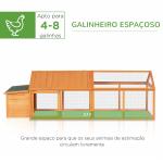 Galinheiro de Madeira para 4 - 8 Galinhas com Ninho Área Aberta de 2,1 ㎡ 240x112,5x76cm Madeira de Abeto