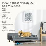 Cama Elevada para Cães Grandes e Médios 100x62x32 cm Revestimento em Chenille com Almofada Lavável Cinza Escuro