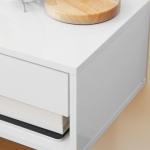 Conjunto de 2 Mesas de Cabeceira Flutuantes Mesas de Cabeceira com Gaveta para Dormitório 37x32x21 cm Branco Brilhante