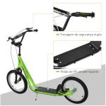 Trotinete com Guiador Ajustável 2 Pneus de Borracha Insufláveis com Travagem Dupla e Rodas 16" 139x58x90 - 96 cm Verde