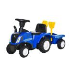 Trator para Crianças de 12 - 36 Meses com Reboque Removível Carro Andador com Buzina Farol Pá e Ancinho Carga 25kg 91x29x44cm Azul