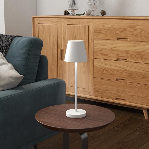 Candeeiro de Mesa com Luzes LED Candeeiro de Mesa Sem Fios Recarregável por USB - C 3 Cores Ø11,2x36,5 cm Branco