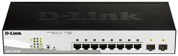 Switch de Rede 8 Portas Gerido L2 Gigabit Ethernet (10/100/1000) PoE (Preto) - D - LINK